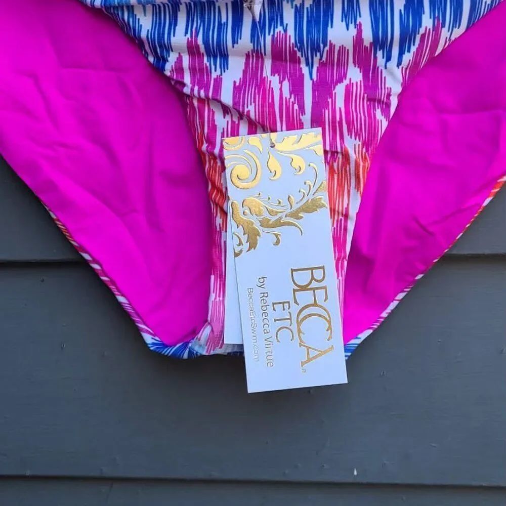 BECCA Pink Blue White Bikini Bottoms Size 0X (14-16) NWT! - Picture 7 of 8